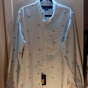 Ralph Lauren NWT All Over Print SKULLS AND OARS oxford Button Down Long Sleeve